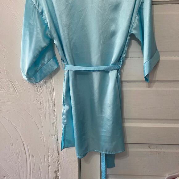 Partners by Mervans vintage Woman's Baby Blue Long Sleeve Robe with Belt size S - Picture 4 of 7